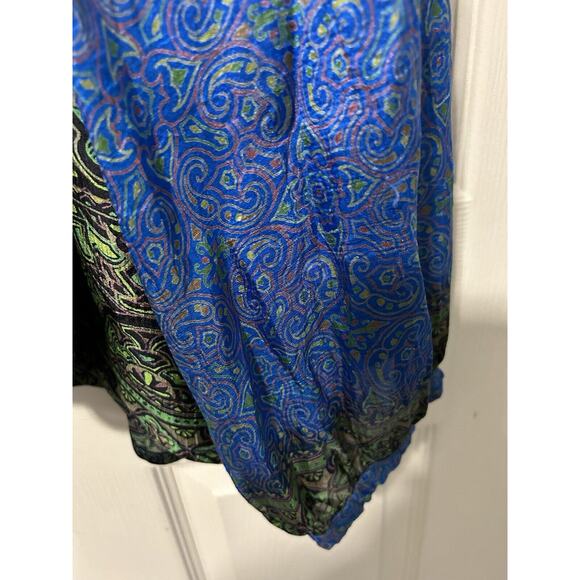 Matta Blouse Size X Large 100% Silk Beautiful Blue And Green - Picture 5 of 9